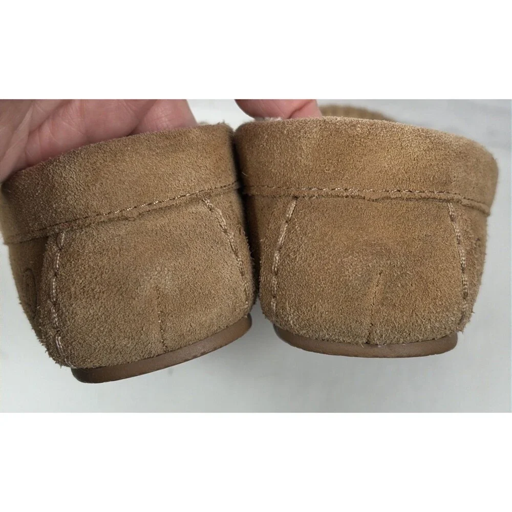L.L. Bean Kids Moccasin Suede Lined Slippers Brown Size 2